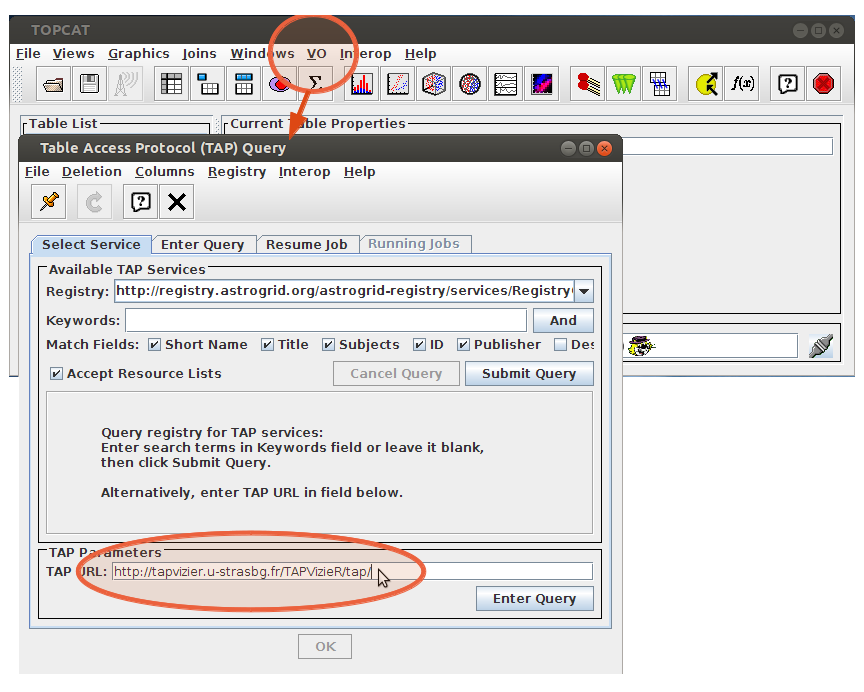 configuring TOPcat to use TAPVizieR